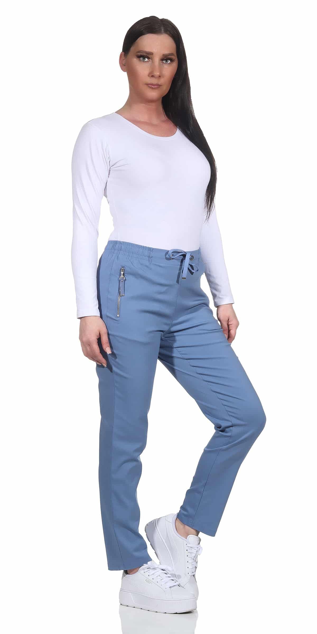 Alica Collection Chinohose Schlupfhose Damen Stretch Hose leichte Sommerhose - Kurzgröße mit Gummibund & Kordelzug, in großen Größen erhältlich