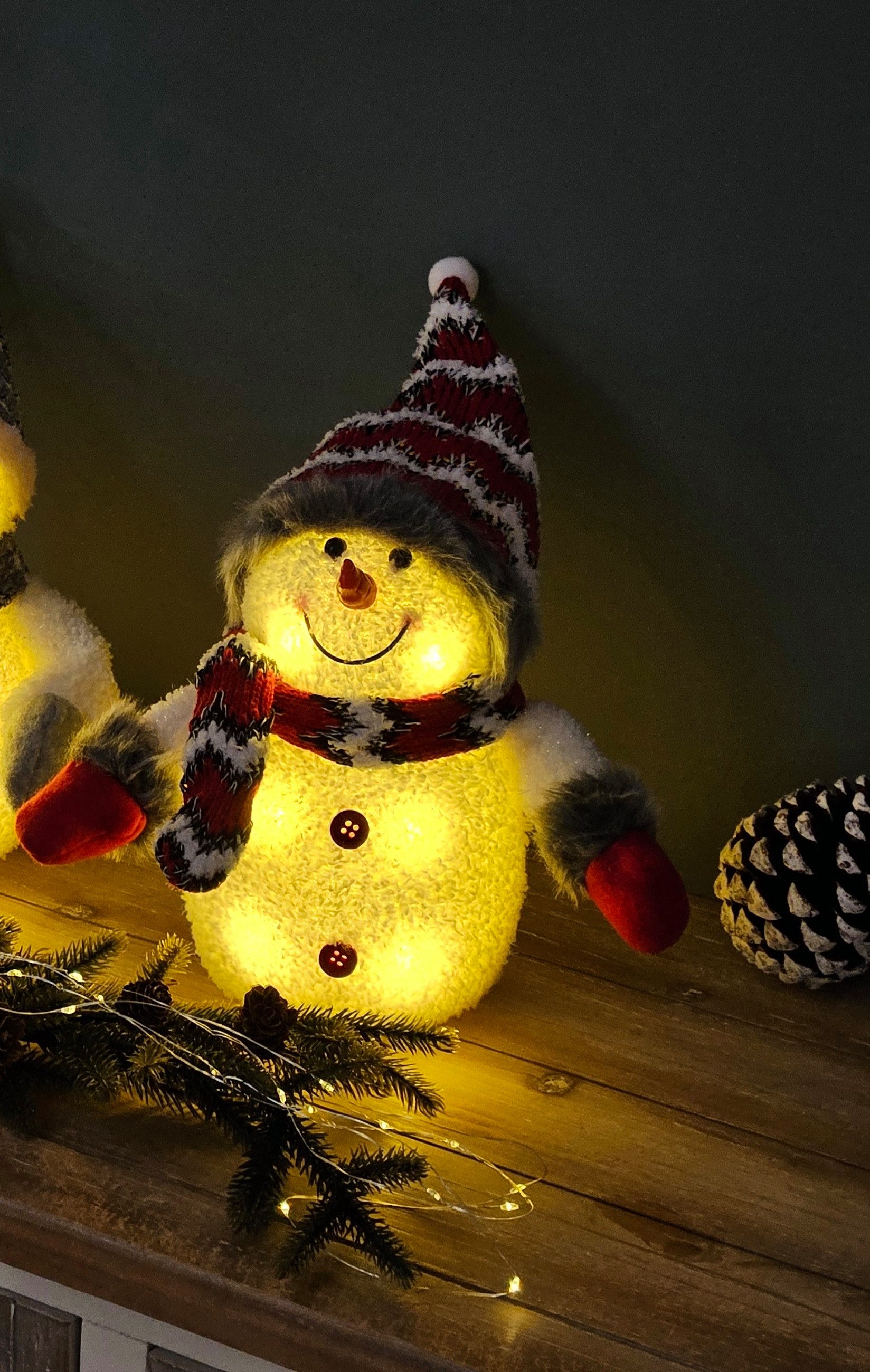 Meinposten Schneemann mit warmweiß LED Beleuchtung Schal & Mütze rot Weihna günstig online kaufen