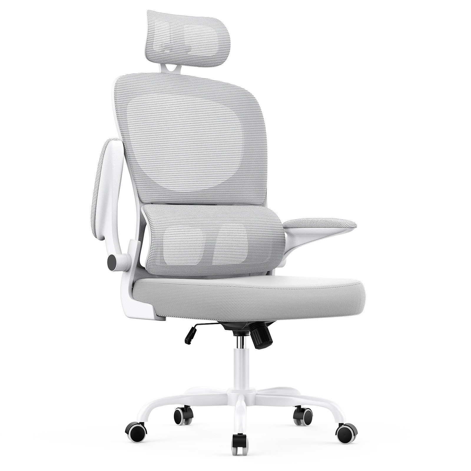 ZAISZE Bürostuhl Ergonomischer Bürostuhl mit Verstellbarer Kopfstütze und Armlehnen (Rückenlehne verstellbar 90°-120°, selbstanpassender Lordosenstütze), Schreibtischstuhl, Drehstuhl, Computer-Bürostuhl, Bis 110 kg