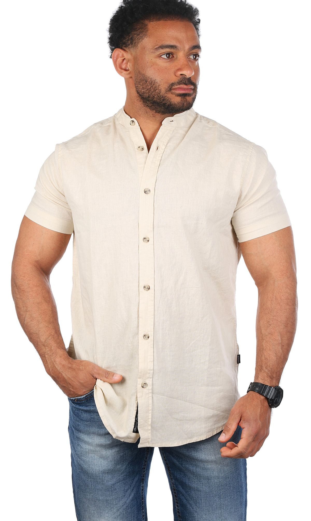 CARISMA Kurzarmhemd Herren Leinen Baumwoll Mix Casual Hemd 9337 Regular Kur günstig online kaufen