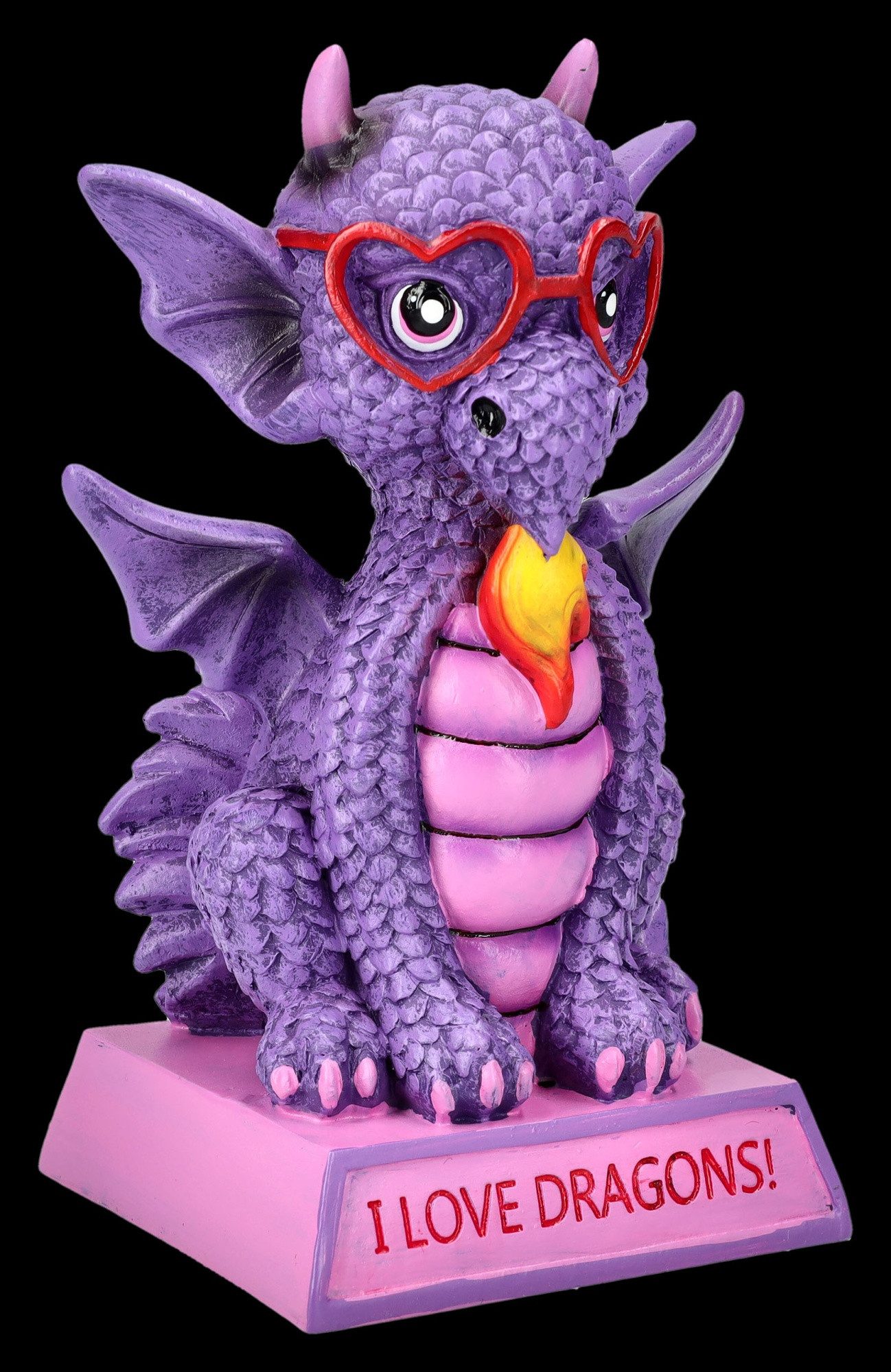 Figuren Shop GmbH Fantasy-Figur Drachenfigur lila - I Love Dragons - Fantasy Dekofigur Drache Deko
