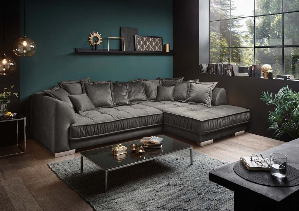 Ecksofa Eckcouch Couch 308 ED x Sofa DESIGN EXCITING Ecksofa, 192 Pascha cm Grau