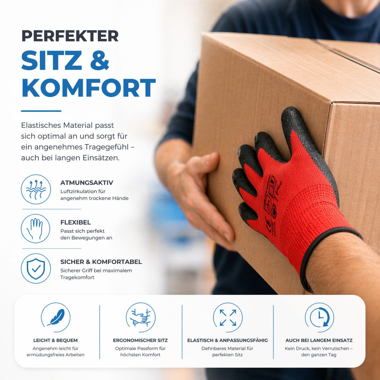 toolmate® Arbeitshandschuh-Set 10x Paar Premium Handschuhe EN388 - Gartenhandschuhe rot (Packung, 10-St., 10 Paar Arbeitshandschuhe) Atmungsaktiv