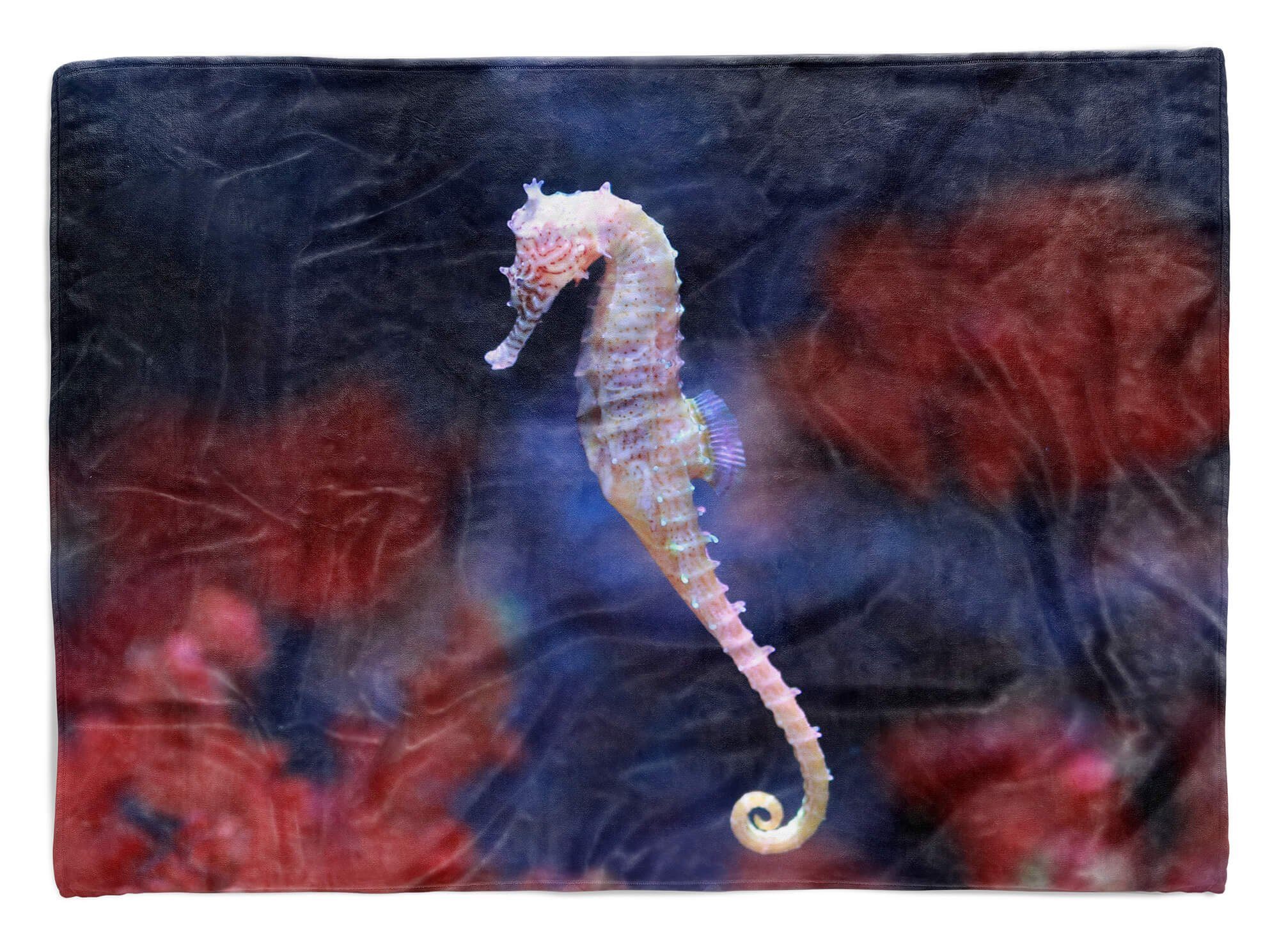 Sinus Art Handtücher Handtuch Strandhandtuch Saunatuch Kuscheldecke mit Tiermotiv Seepferdchen unter, Baumwolle-Polyester-Mix (1-St), Handtuch