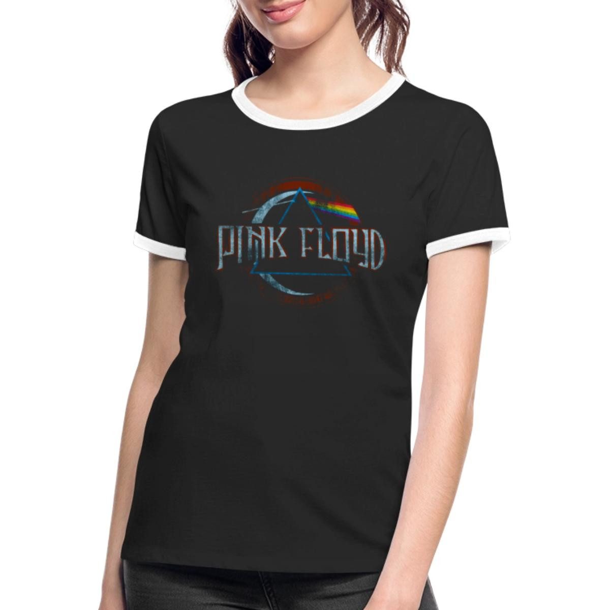 Spreadshirt T-Shirt Pink Floyd Prism Logo Frauen Kontrast T-Shirt (1-tlg)