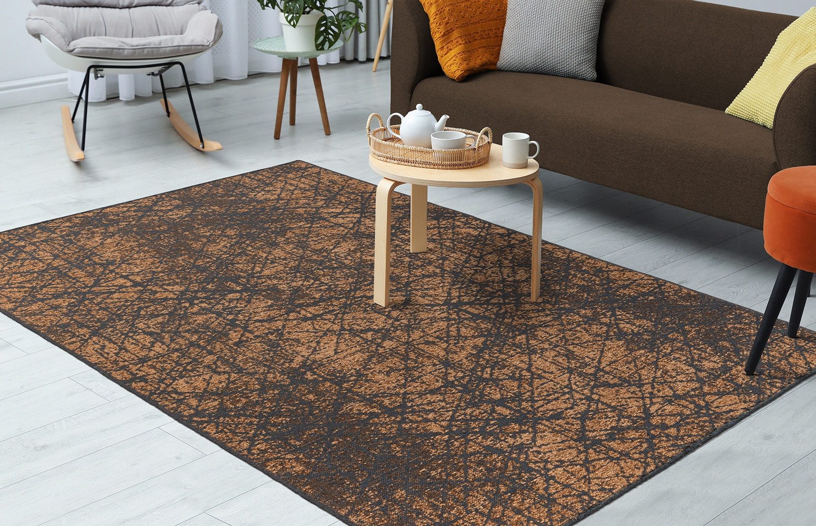 Kayoom Teppich Kalea 225, rechteckig, Höhe: 8 mm, Flachgewebeteppich mit Relief-Design, Used-Look, moderne Farben