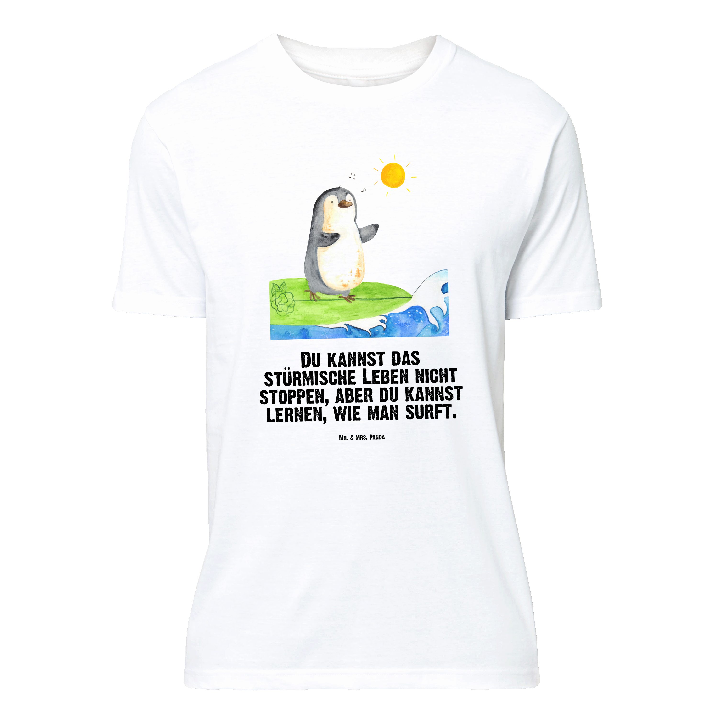 T-Shirt Pinguin Surfer, Shirt, Weiß, Tshirt, Portugal, Hawaii, Oversize T-Shi