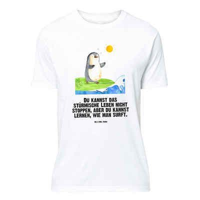 Mr. & Mrs. Panda T-Shirt Pinguin Surfer - Weiß - Geschenk, Tshirt, Damen, Sprüche, Wellen reit (1-tlg)