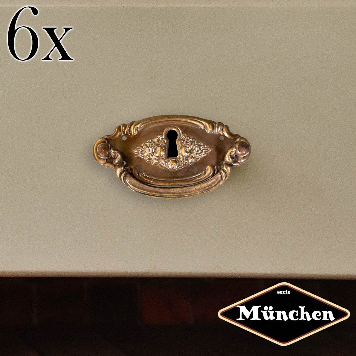 Möbelbeschlag Schubladengriff mit Schlüsselloch,Eisen in Antikmessing,Serie