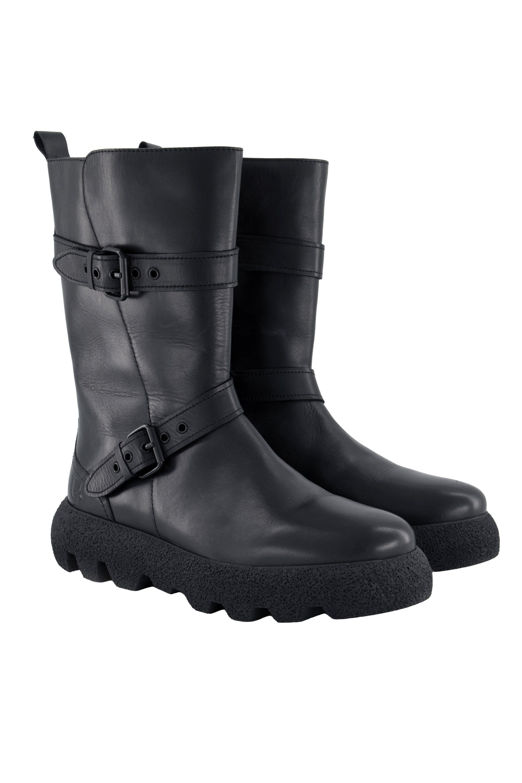 Ulla Popken Leder-Boots Nappaleder Zierbänder Zipper Weite H Stiefel