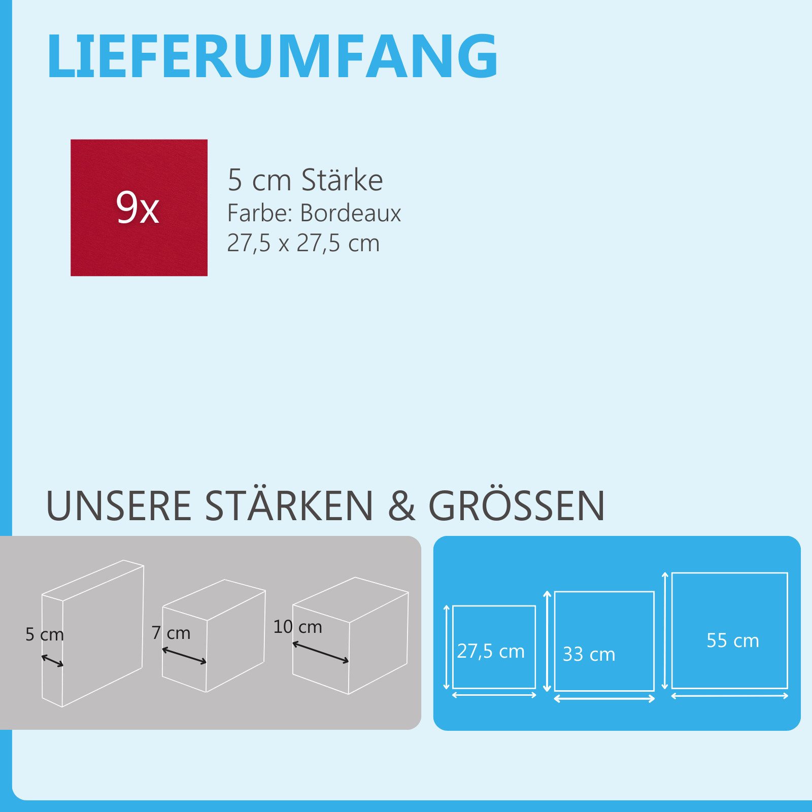 platino24 Akustikplatte 9 Absorber Quadrate aus Basotect ® G+