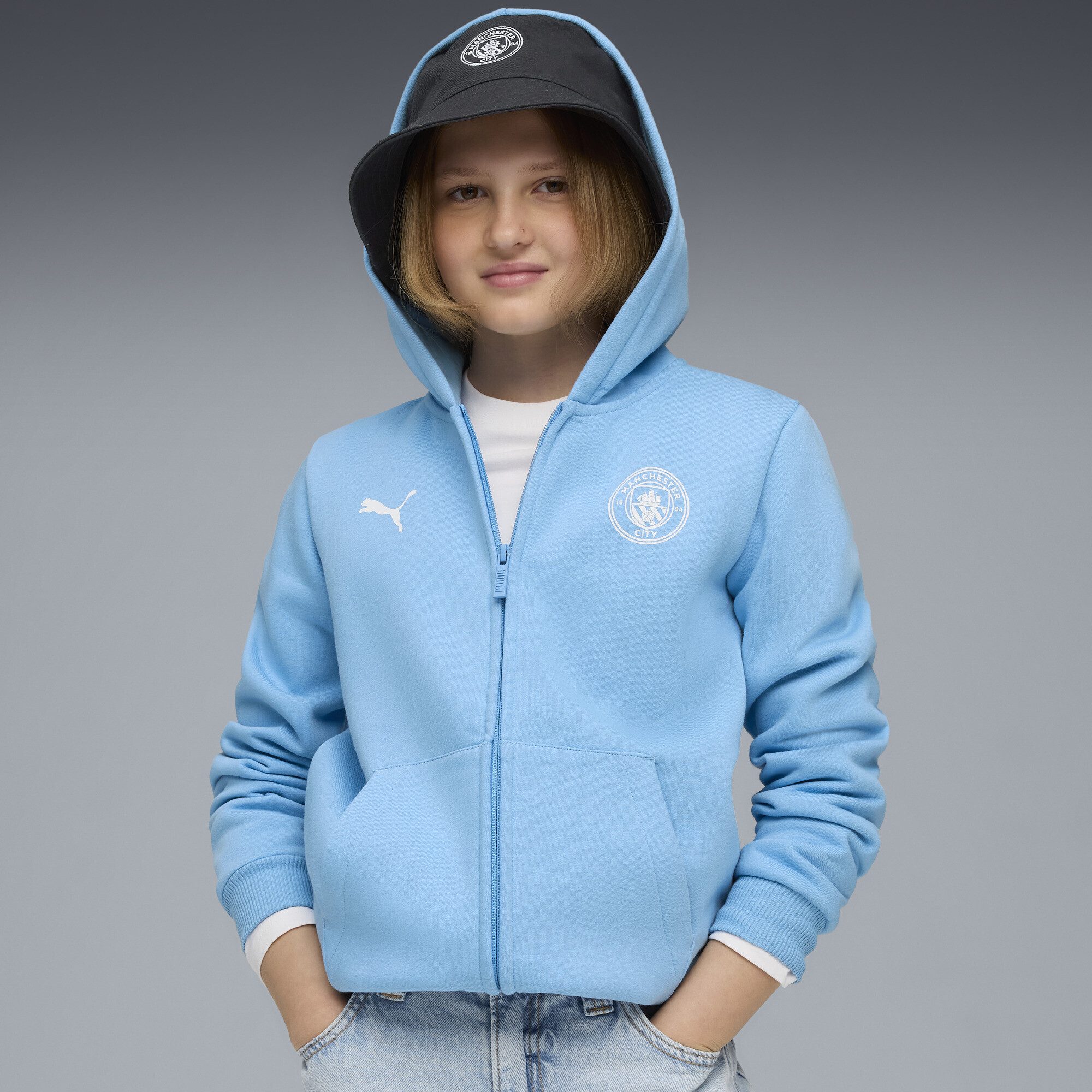 PUMA Sweatjacke Manchester City FtblEssentials Kapuzenjacke Jugendliche