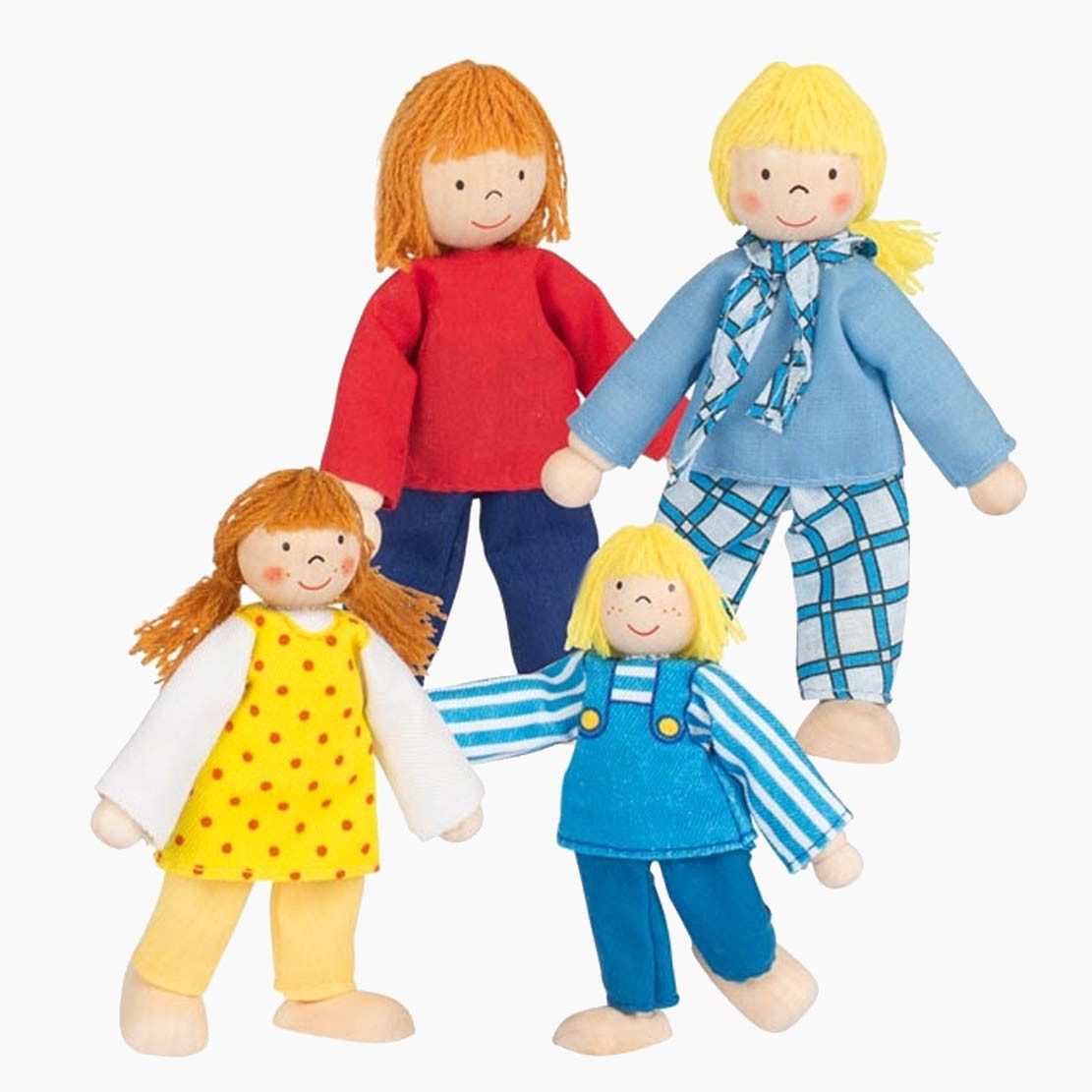 goki Biegepuppe Biegepuppen Junge Familie 4 Teilig (Packung, 4-tlg., spar set), Beweglich und anpassungsfähig