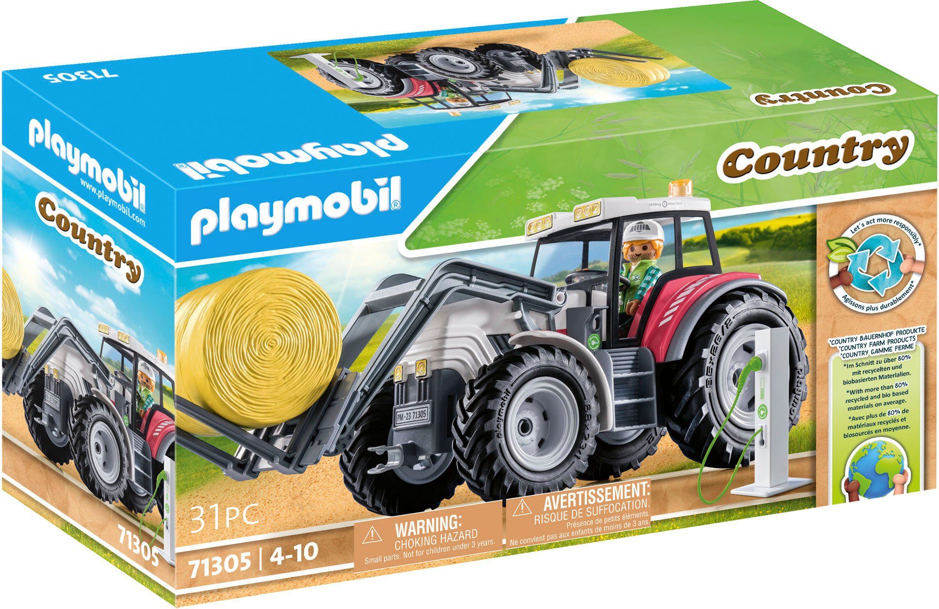 Playmobil® Konstruktions-Spielset Großer Traktor (71305), Country, (31 St), teilweise aus recyceltem Material; Made in Germany