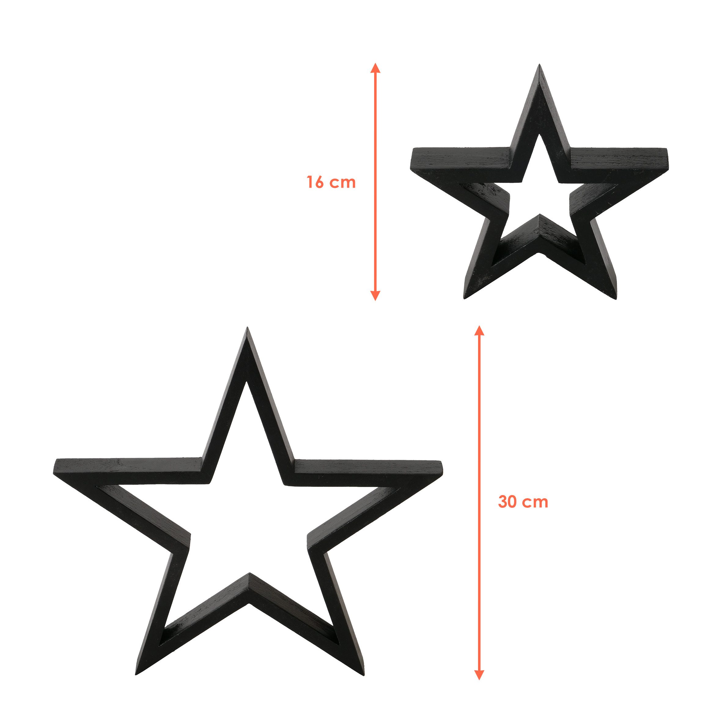 Spetebo Dekofigur Holz Stern schwarz 2er Set zum Hinstellen (2er Set, 1 St. günstig online kaufen