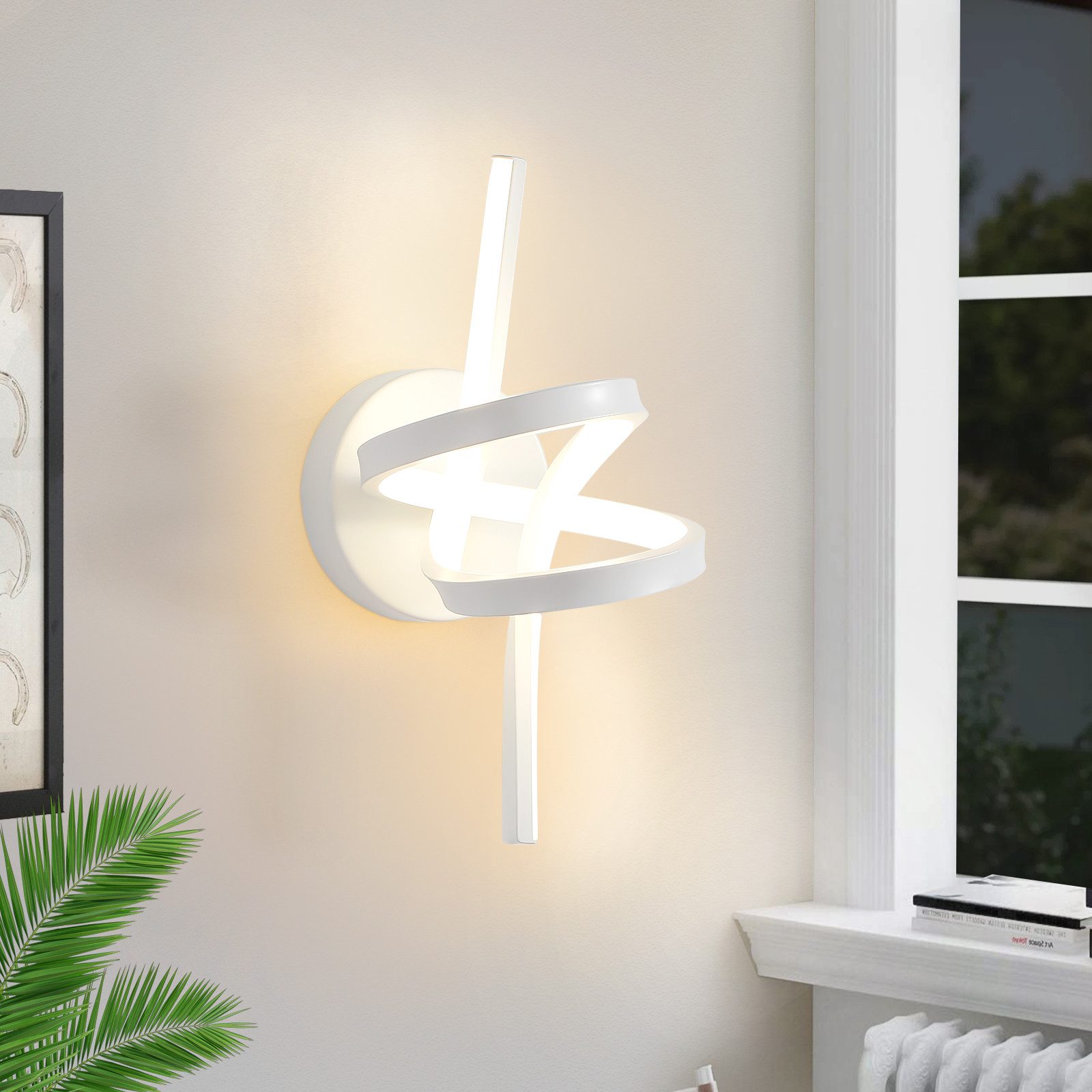 Glitzerlife Wandlampe Led Wandleuchte Innen Weiß - Wand Lampe Für Treppenhaus Flur Wohnzimmer Schlafzimmer Badezimmer 7W Modernes Design Wandleuchten Warmweiß 3000K_voghion.com