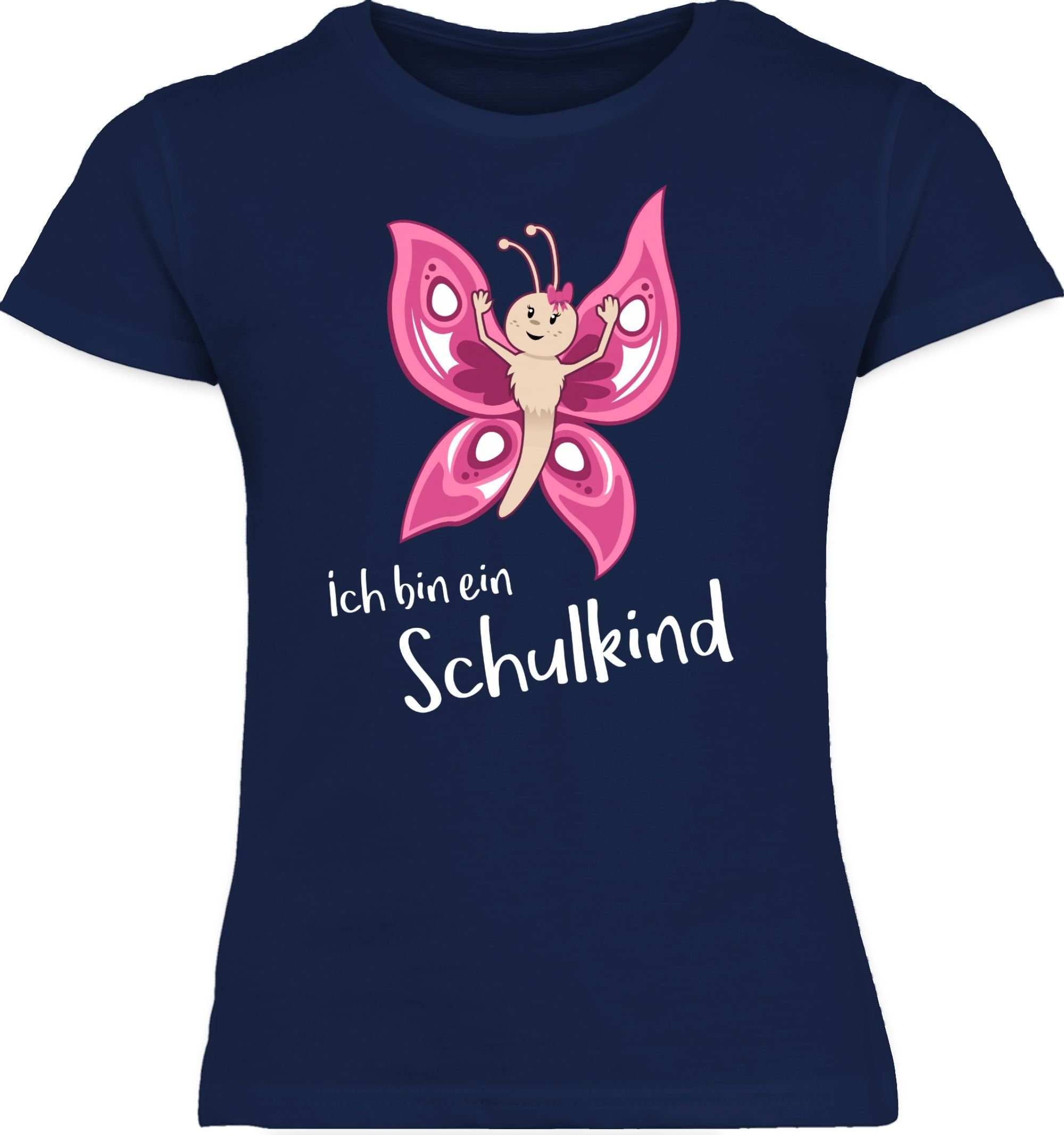 Shirtracer T-Shirt Mädchen – Einschulung 2025 Mit Schmetterling, Aus Baumwolle, Kurzarm