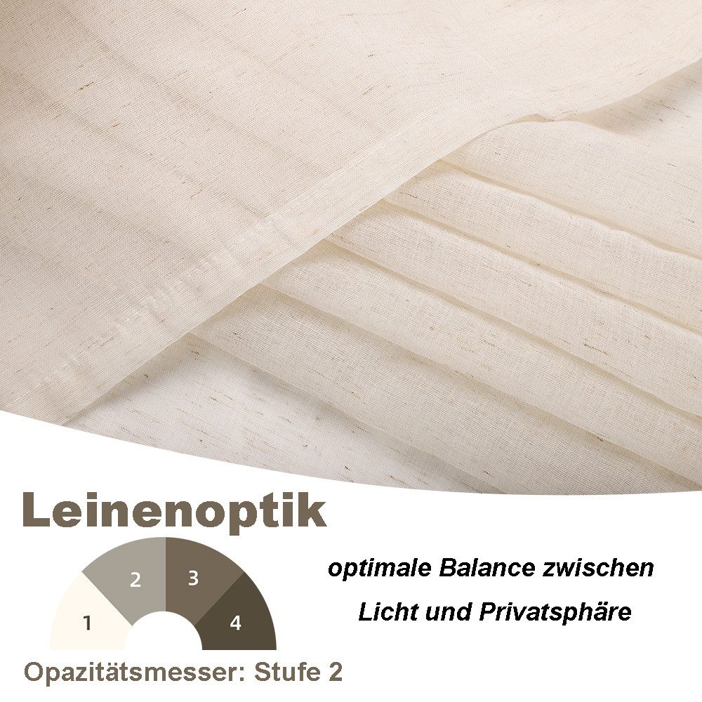 Rosnek Bindegardine Raffrollo Raffgardine Leinenoptik Stangendurchzug günstig online kaufen
