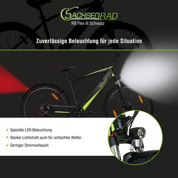 SachsenRAD E-Bike E-Racing Mountainbike R8 Flex III,14.5Ah Shimano Hydraulische Bremsen, 9 Gang, BAFANG Motor 27.5 Zoll MTB Bike bis 150KM Herren Damen Elektrofahrrad