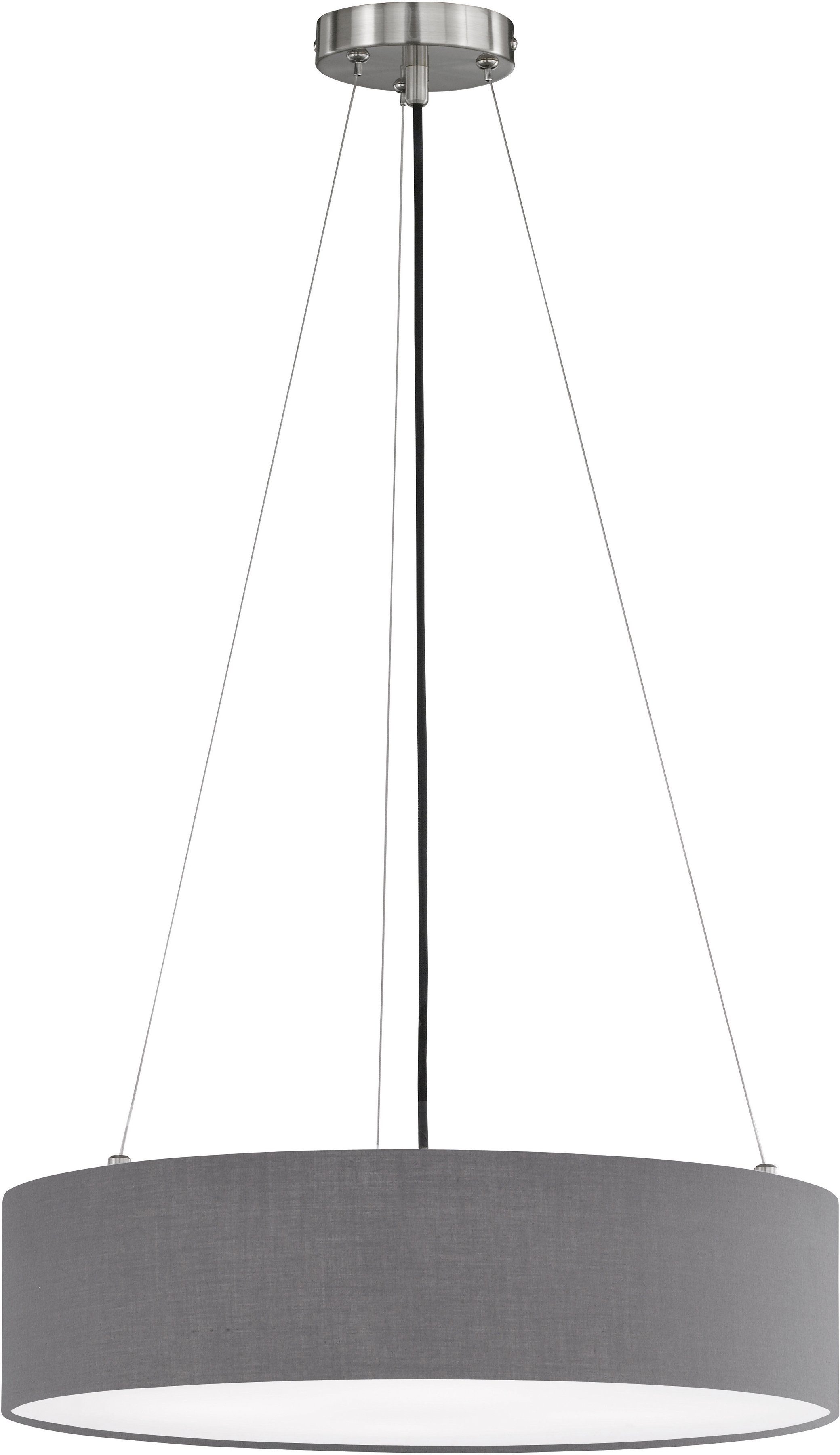 Pina, WOHNEN-Kollektion Stoffschirm wechselbar, SCHÖNER dunkelgrau Pendelleuchte Hängeleuchte, Leuchtmittel Hängelampe,