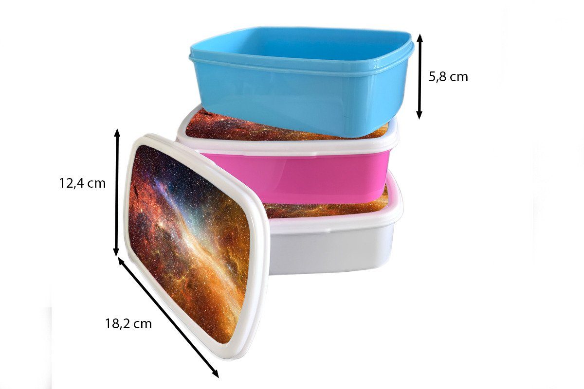 Mädchen für Jungs Lunchbox für MuchoWow Farben, weiß Weltraum Brotbox Sterne Erwachsene, - Kunststoff, Kinder und - und Brotdose, (2-tlg),