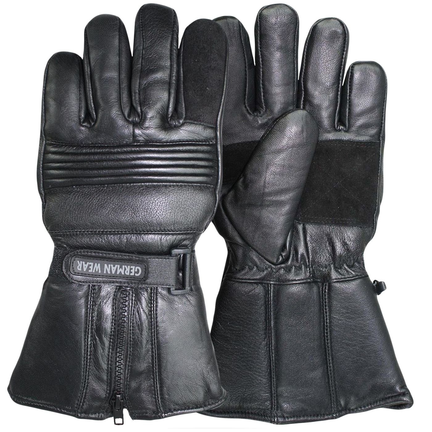 Schwarz Motorradhandschuhe Motorradhandschuhe German Wear Lederhandschuhe GW400G-M8 Winter