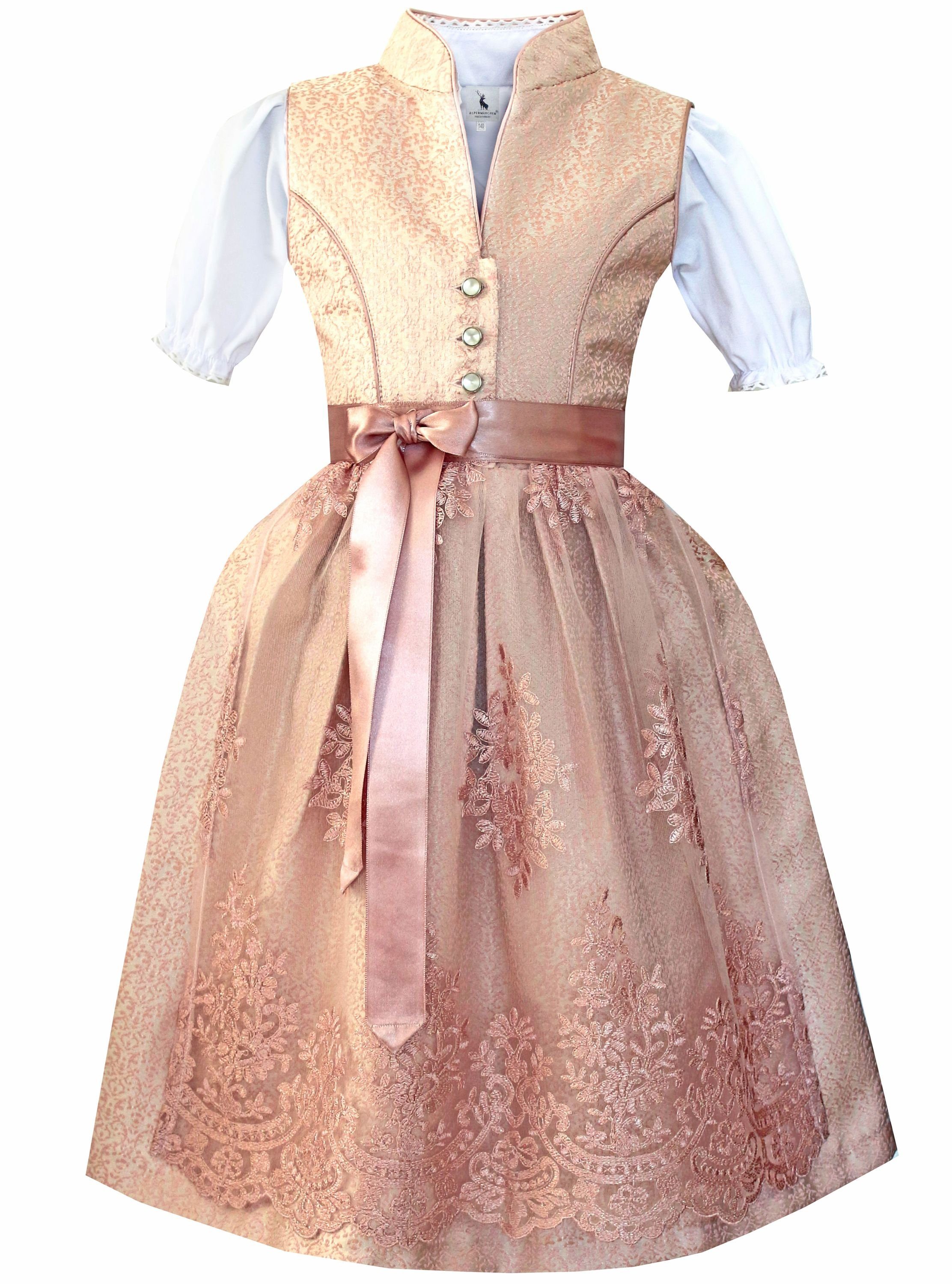 Dirndl-Set Für Mädchen 3-teilig - Rosa Trachtenkleid Für Oktoberfest & Feste