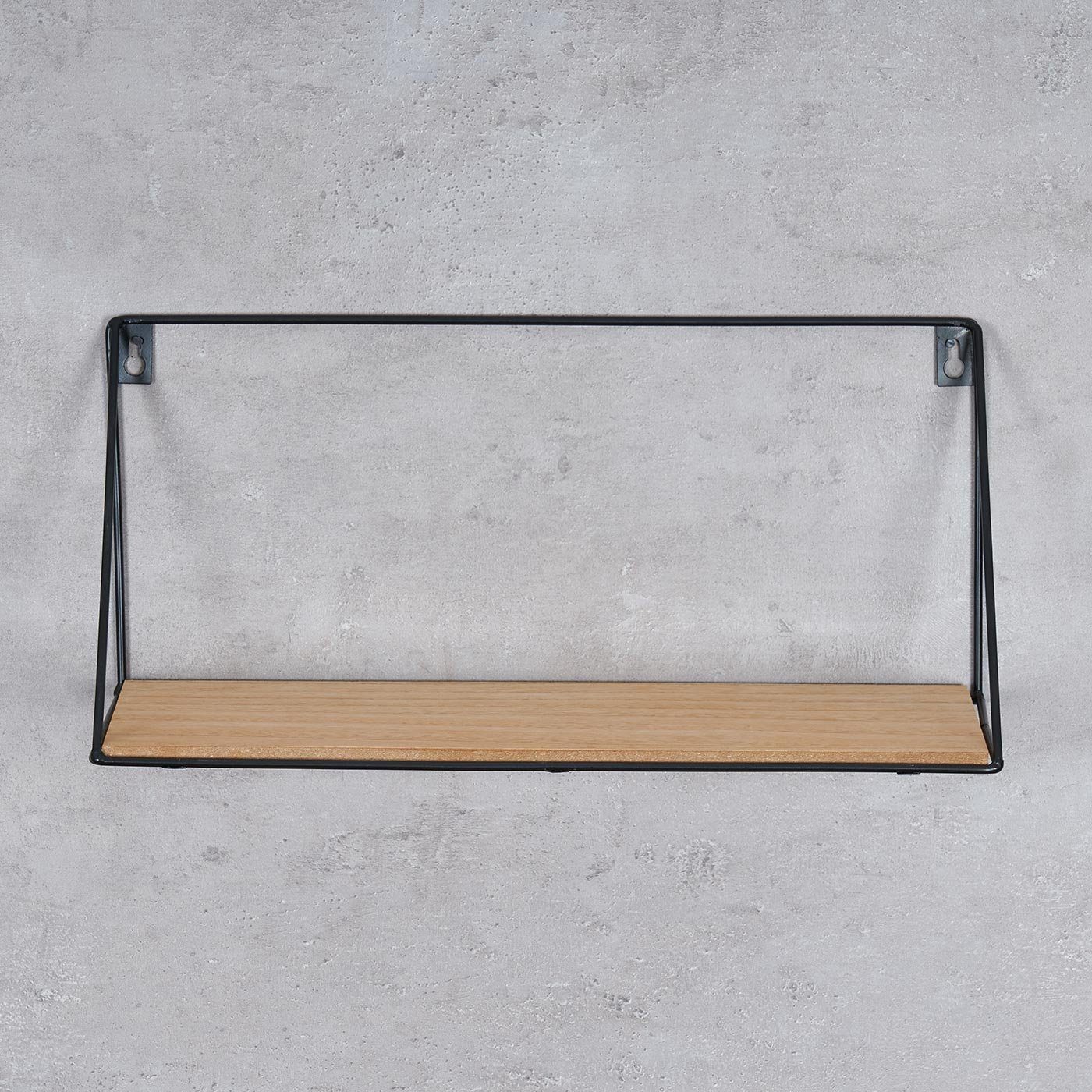 Levandeo® Wandregal, 2er Set Wandregal Regal 39x17cm Metall Schwarz Holz MDF Natur Modern