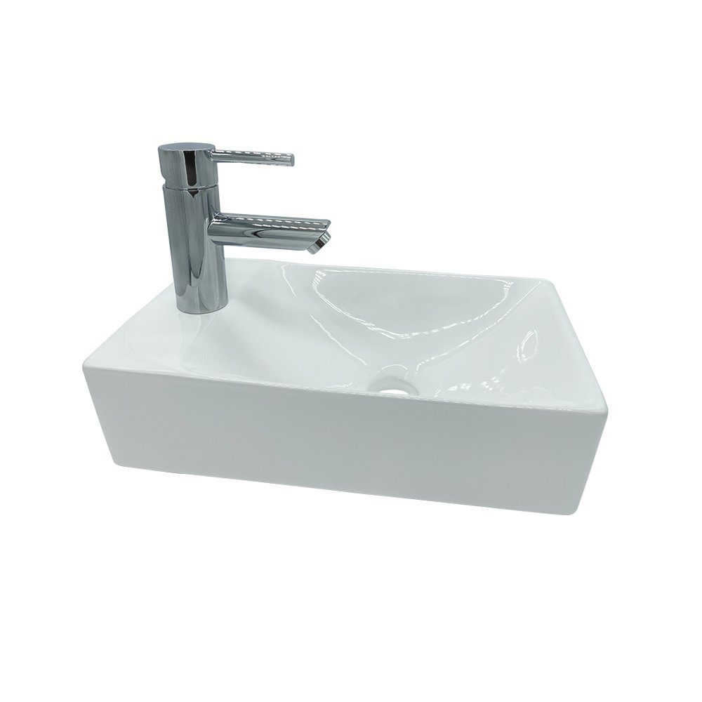 Aloni Waschbecken 421A-L (einzel, 1-St), Design Waschtisch Gästebad Kleines Washbecken Handwaschbecken