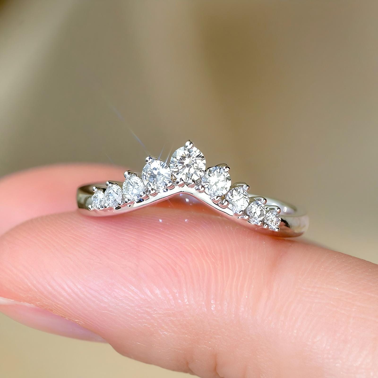 Jumpeak Diamantring Diamantring für Damen,Ring aus 585er Gold,Ring aus echtem Gold,Ehering, Damenring 585 aus Weißgold, Ring für den Ringfinger, Hochzeitsgeschenk