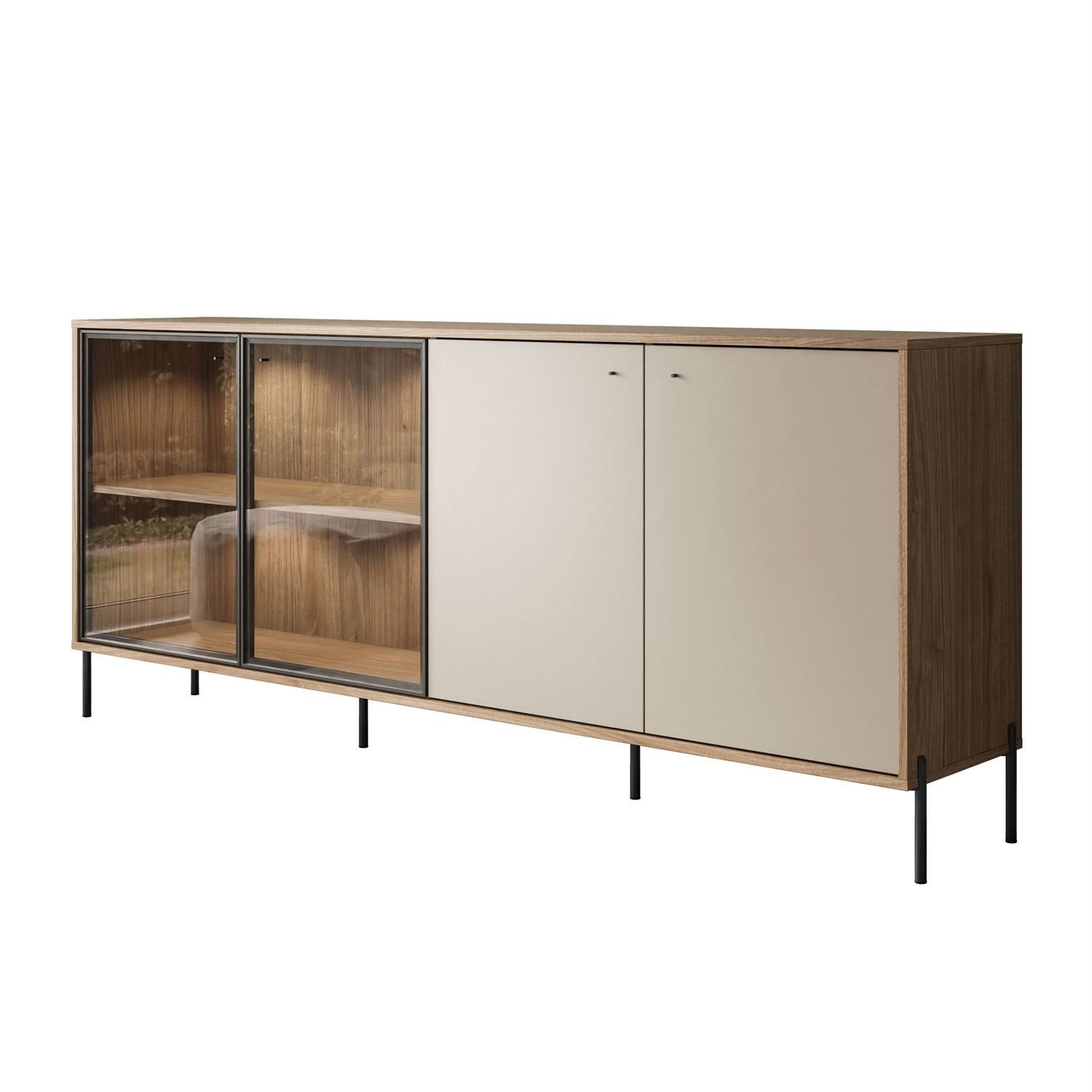 ALLHOUSE24 Kommode LIVARO 200 cm mit LED-Beleuchtung Sideoborad Clay / Columella, Breite 200 cm