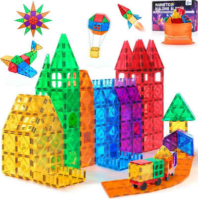LENBEST Magnetspielbausteine Magnet Toys Magnetische Fliesen, magnetisches Bausteine-Set, (85 St), pädagogisches Bauset, Magnet-Stapelspielzeug für Jungen und Mädchen
