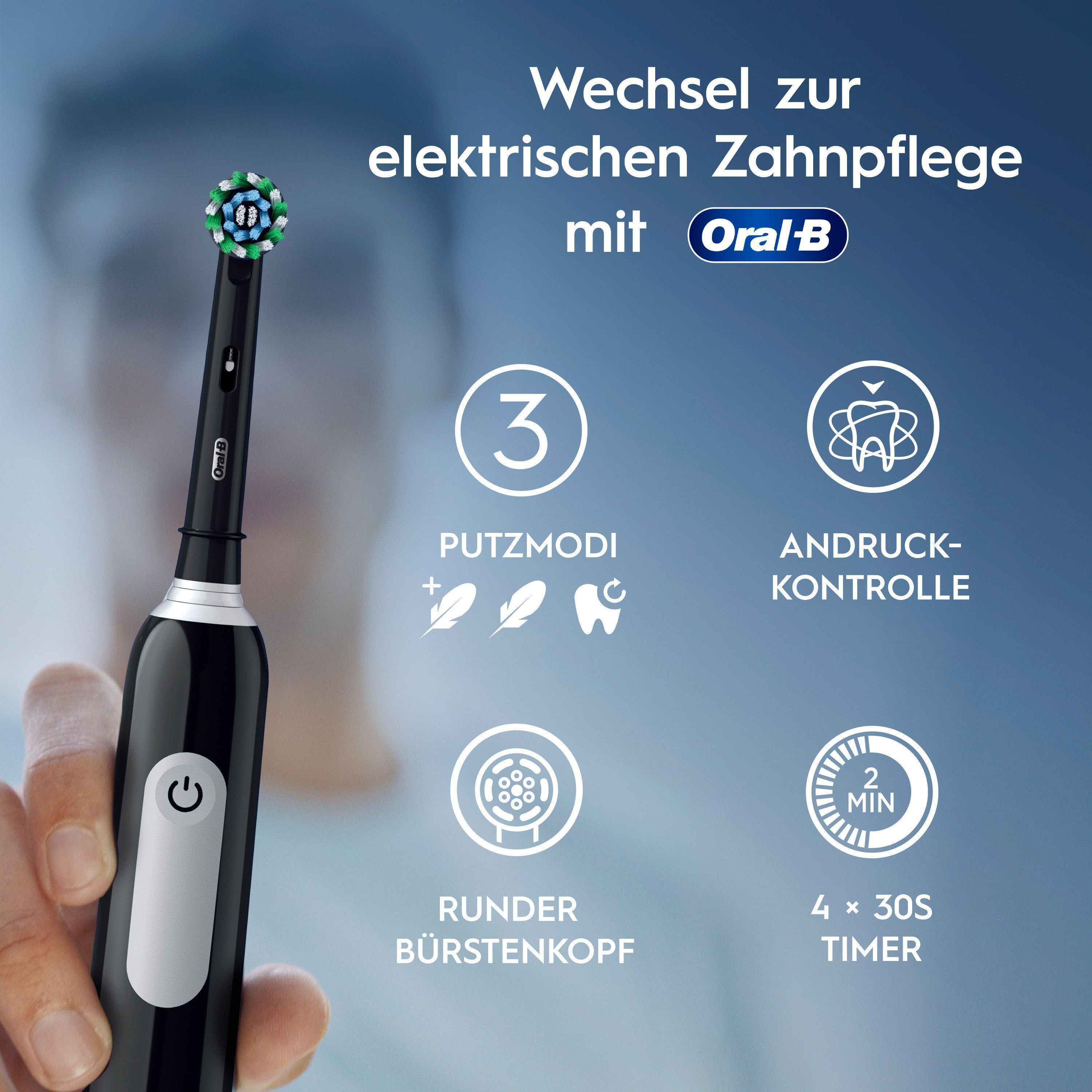 Oral-B Elektrische Zahnbürste PRO Series 1, Aufsteckbürsten: 1 St., Drucksensor