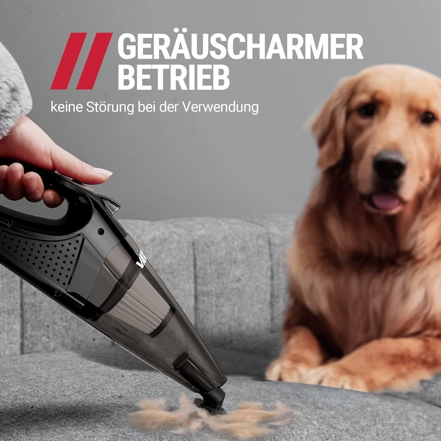 Vivitar Akku-Handstaubsauger Kabellos & Tragbar + eingebaute LED-Licht + professionelle Aufsätze, 100,00 W, Beutellos mit HEPA-Filter, 4.5 Kpa Saugkraft, 20min Akkulaufzeit, Maße: 37,6 x 13,2 x 11,1 cm