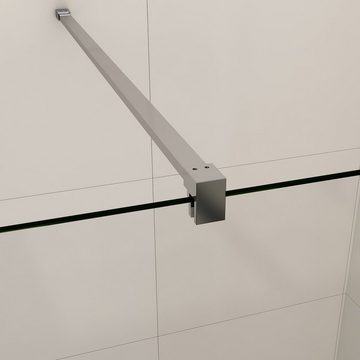 SONNI Walk-in-Dusche Walk in Duschwand Duschabtrennung, 10mm Einscheibensicherheitsglas mit Nano Beschichtung, mit Stabilisator, teilsatiniert, Höhe 200cm