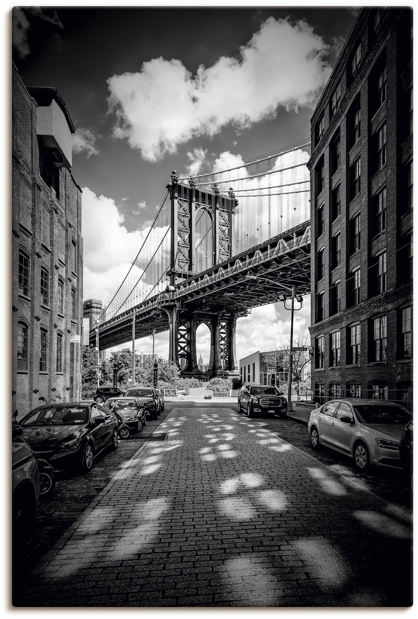 Artland Leinwandbild Manhattan Bridge in Brooklyn, New York, New York (1 St), auf Holzrahmen gespannt