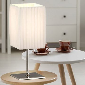 etc-shop LED Tischleuchte, Leuchtmittel inklusive, Warmweiß, Wohn Ess Zimmer Tisch Lampe weiß dimmbar Fernbedienung Textil