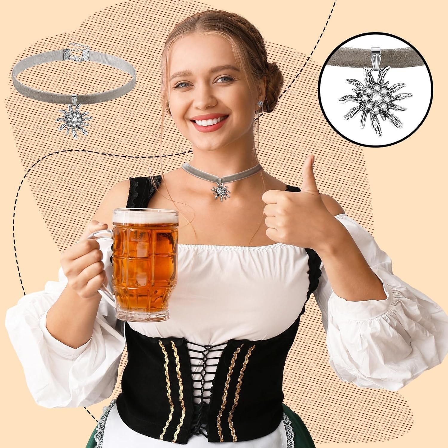 Coonoor Schmuckset Schneeglöckchen Halsketten- und Ohrring-Set, Oktoberfest günstig online kaufen