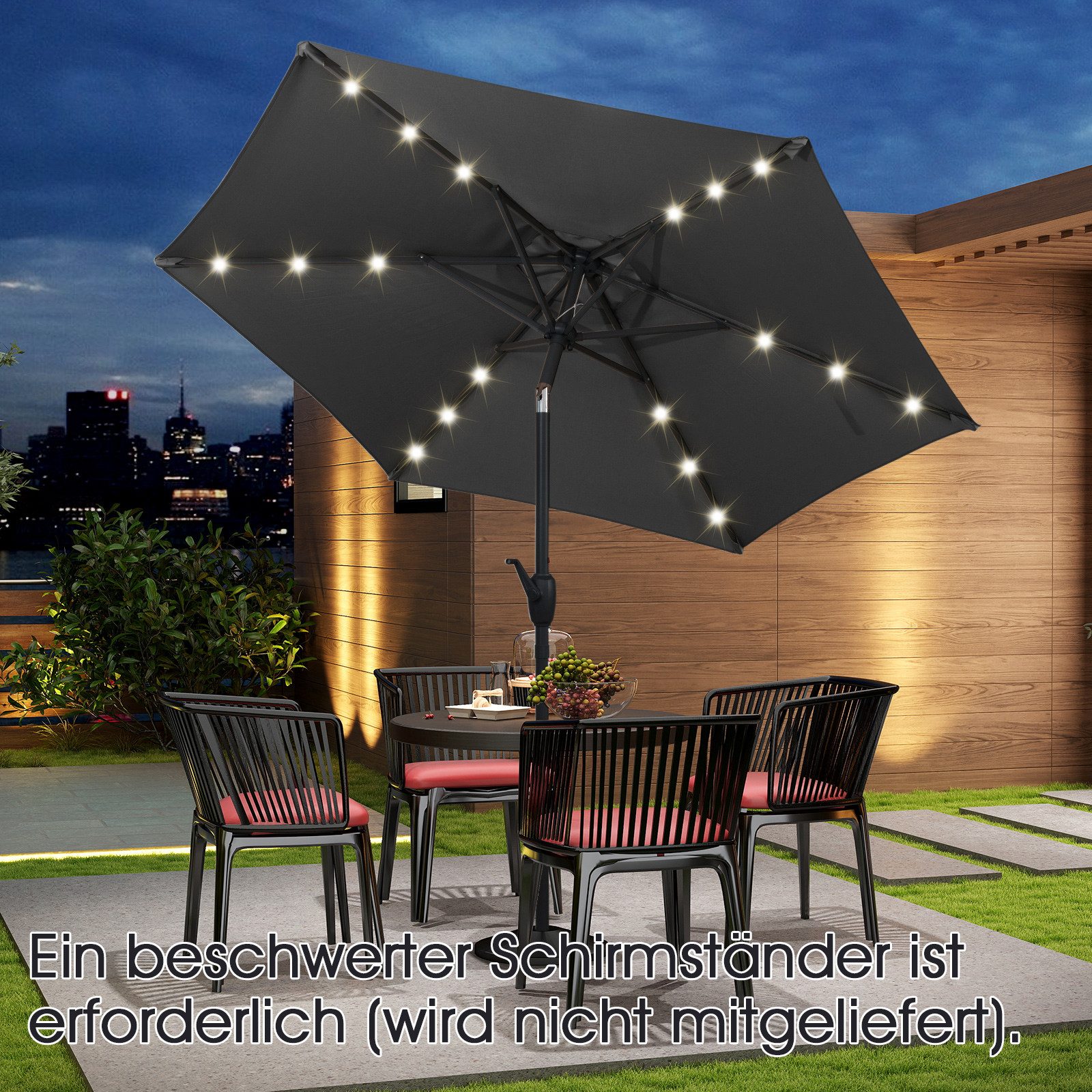 KOMFOTTEU Sonnenschirm, Terrassenschirm mit Lichtern, 6 günstig online kaufen