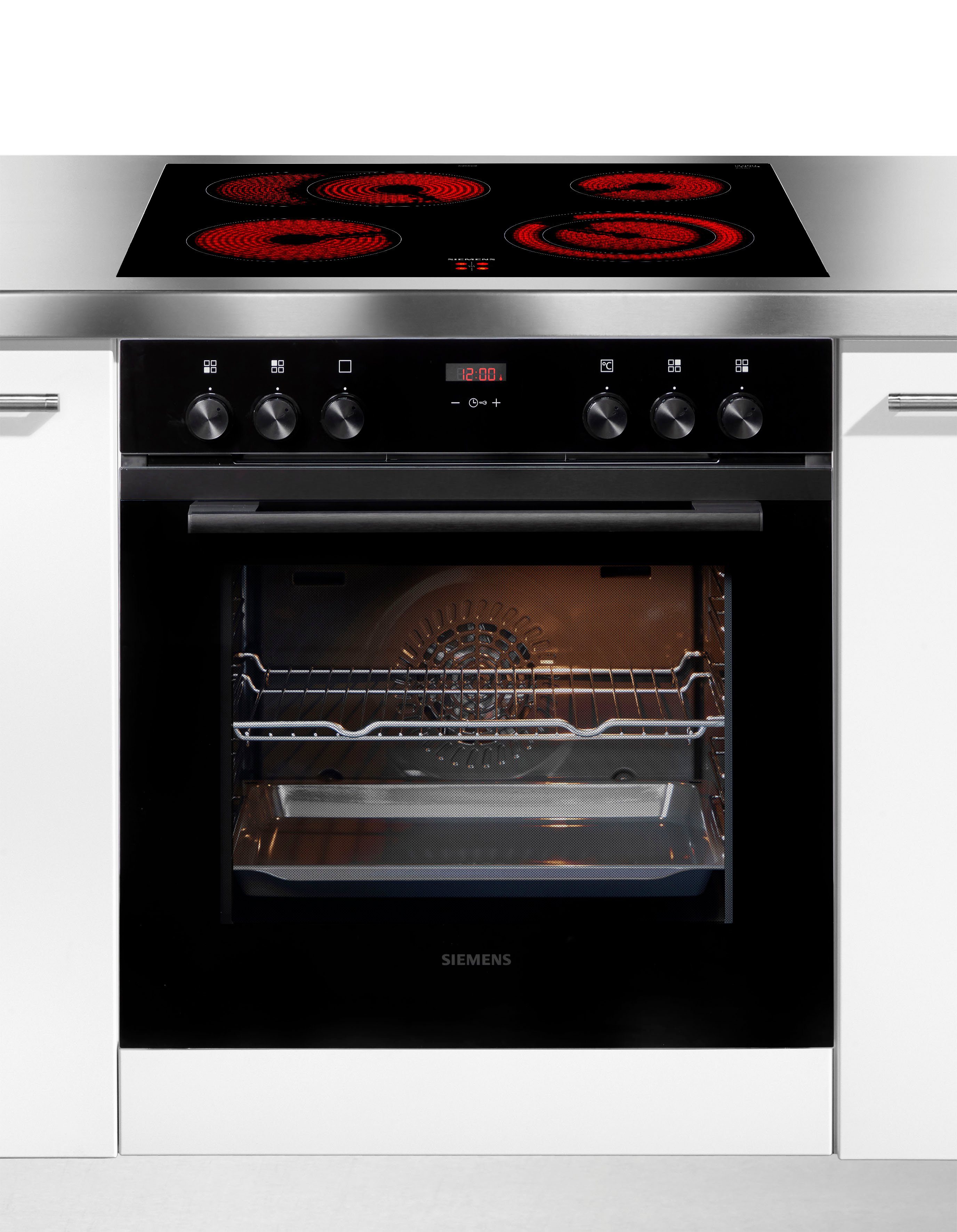 SIEMENS Elektro-Herd-Set iQ300 EQOTABK1, mit Teleskopauszug nachrüstbar, inkl. Pizzaform