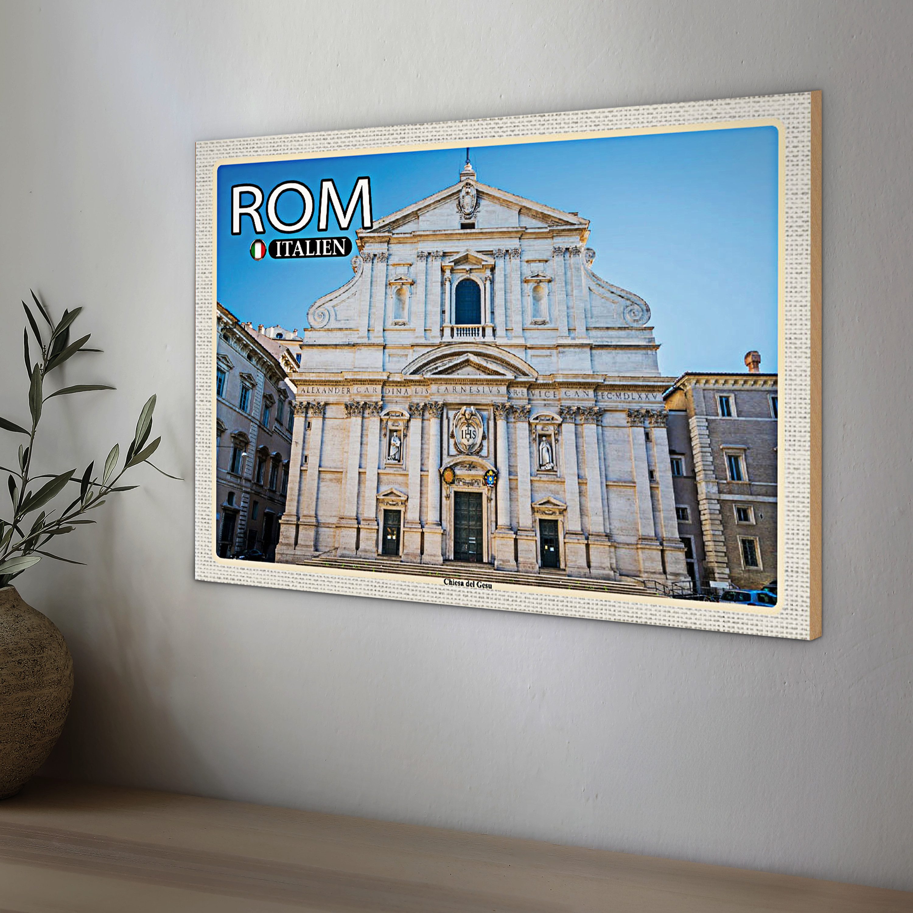 Roomando Holzbild Reise Rom Italien Chiesa del Gesu 18x12cm