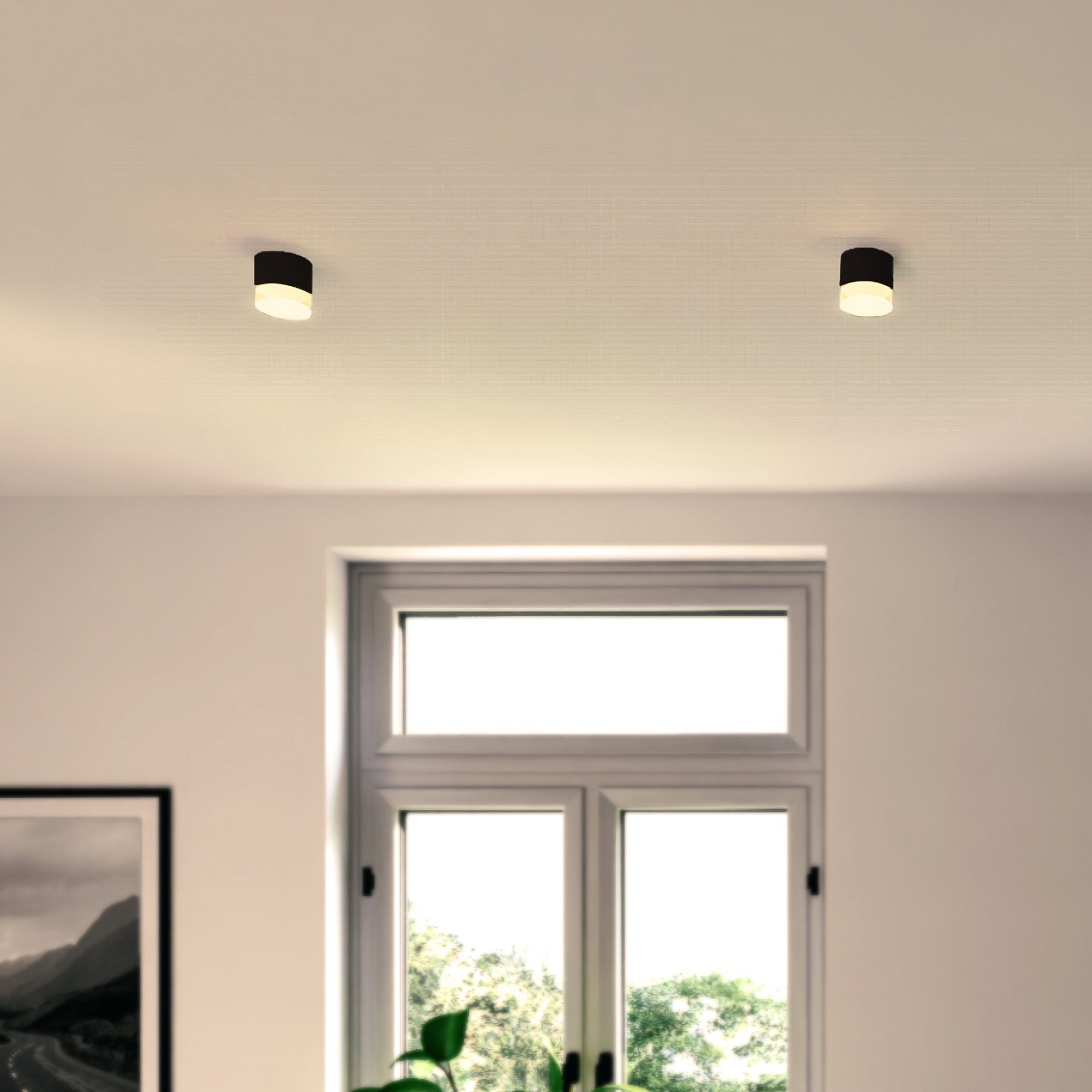 SSC-LUXon LED Aufbaustrahler VORA Spot Deckenlampe schwarz Leuchtring LED GX53 warmweiß, Warmweiß