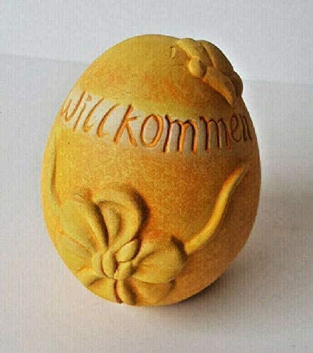 Bellezza Dekofigur Terracottafigur Dekofigur Keramik "Willkommen" gelb-orange ca. 11x9 cm (2 St)