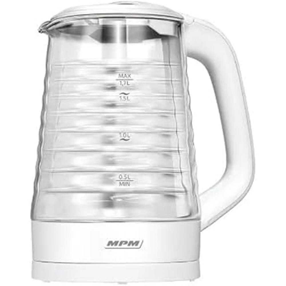 MPM Wasserkocher MCZ-124, 1850 W, 360°-Drehsockel, Deckelfilter, Abschaltautomatik, Trockengehschutz