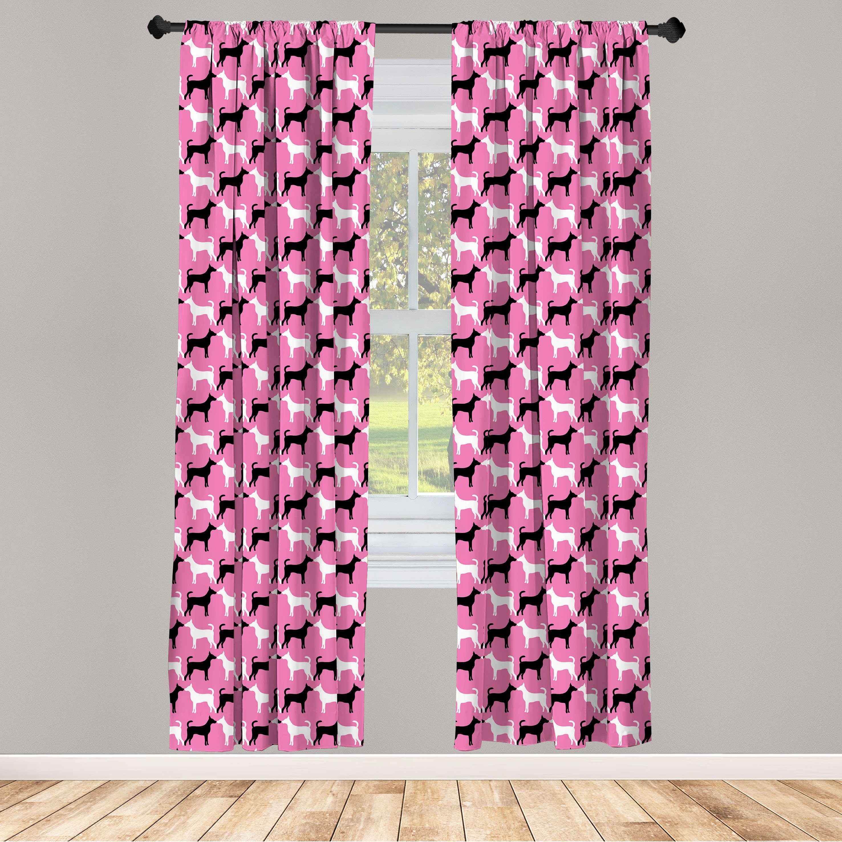 Vorhang für Kissing Romantische Paar Abakuhaus, Dekor, Tier Microfaser, Gardine Wohnzimmer Hunde Schlafzimmer