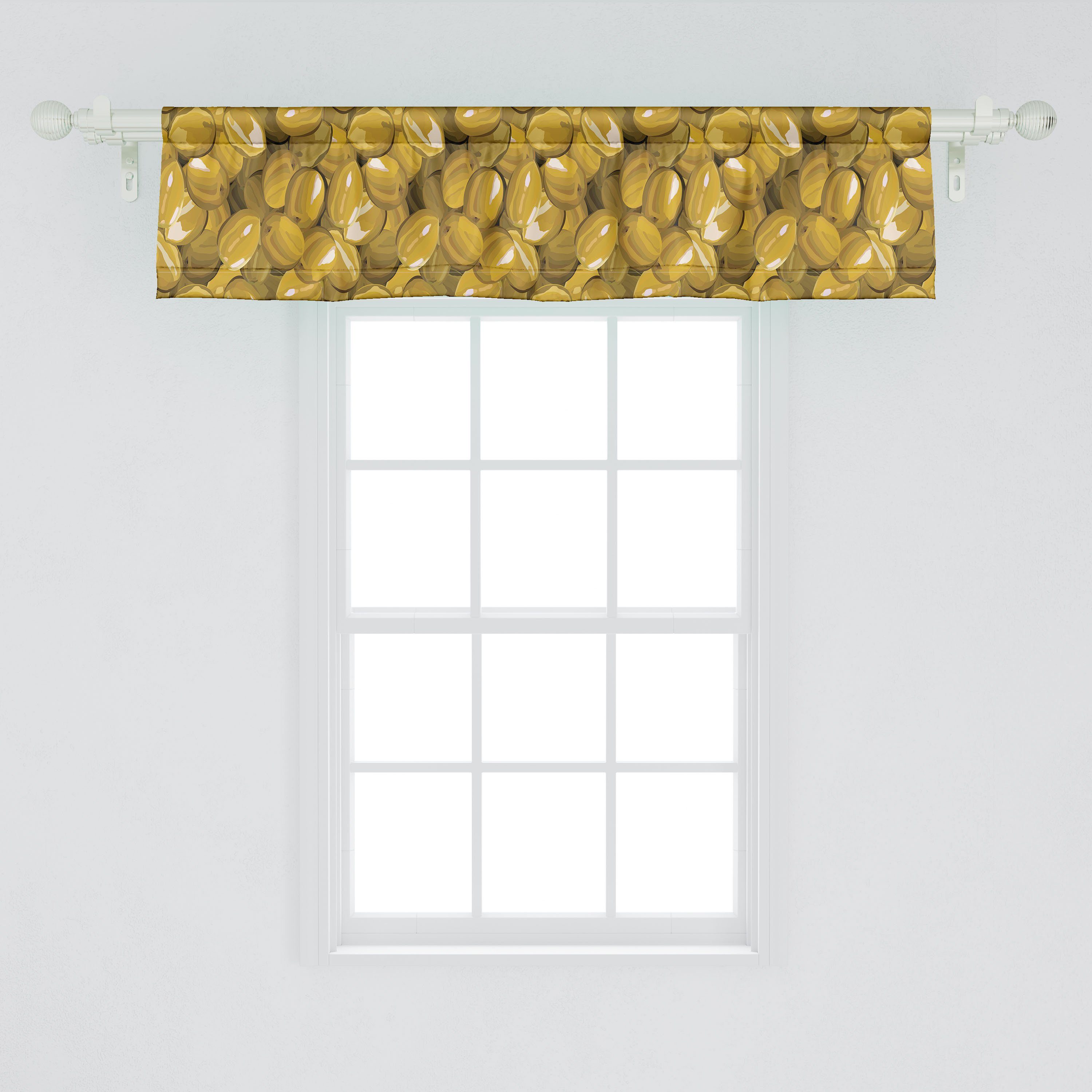 Küche Abakuhaus, mit Schlafzimmer Makro-Bild Microfaser, Olive von für Dekor Vorhang gesunden Scheibengardine Stangentasche, Volant