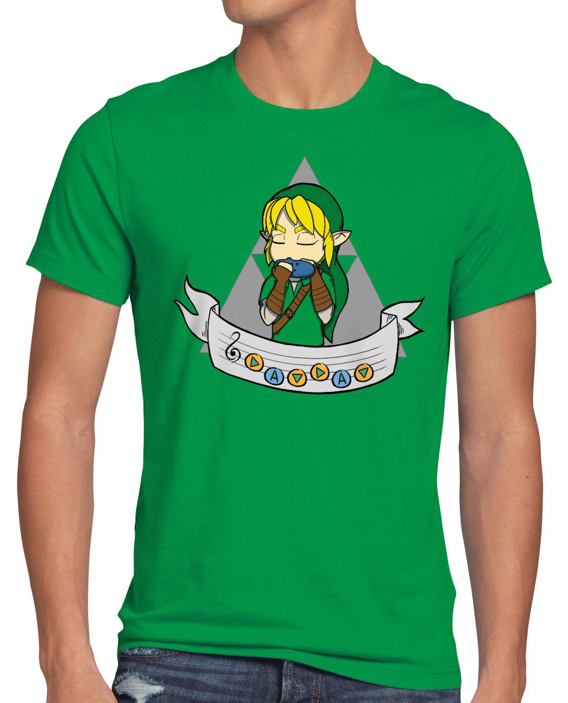 style3 Print-Shirt Herren T-Shirt Song of Time link hyrule ocarina grün