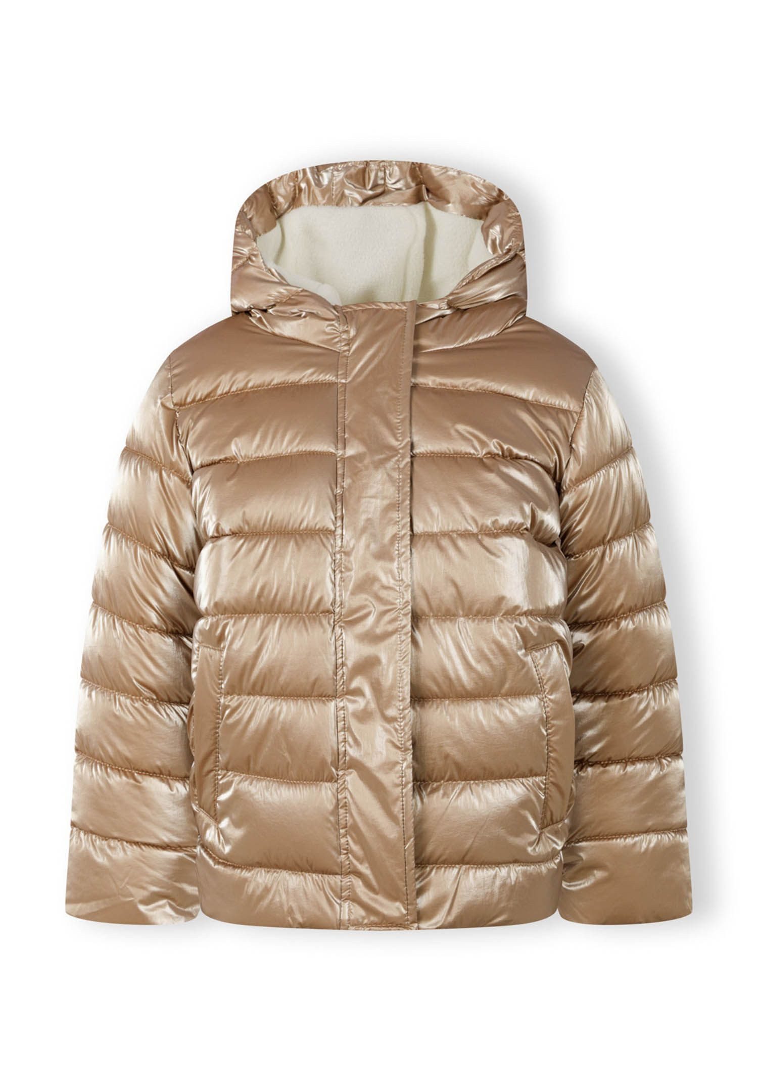 MINOTI Winterjacke Gefütterte Steppjacke mit Kapuze und Aufnäher am Ärmel (9m-8y) trendiger Aufnäher am Ärmel