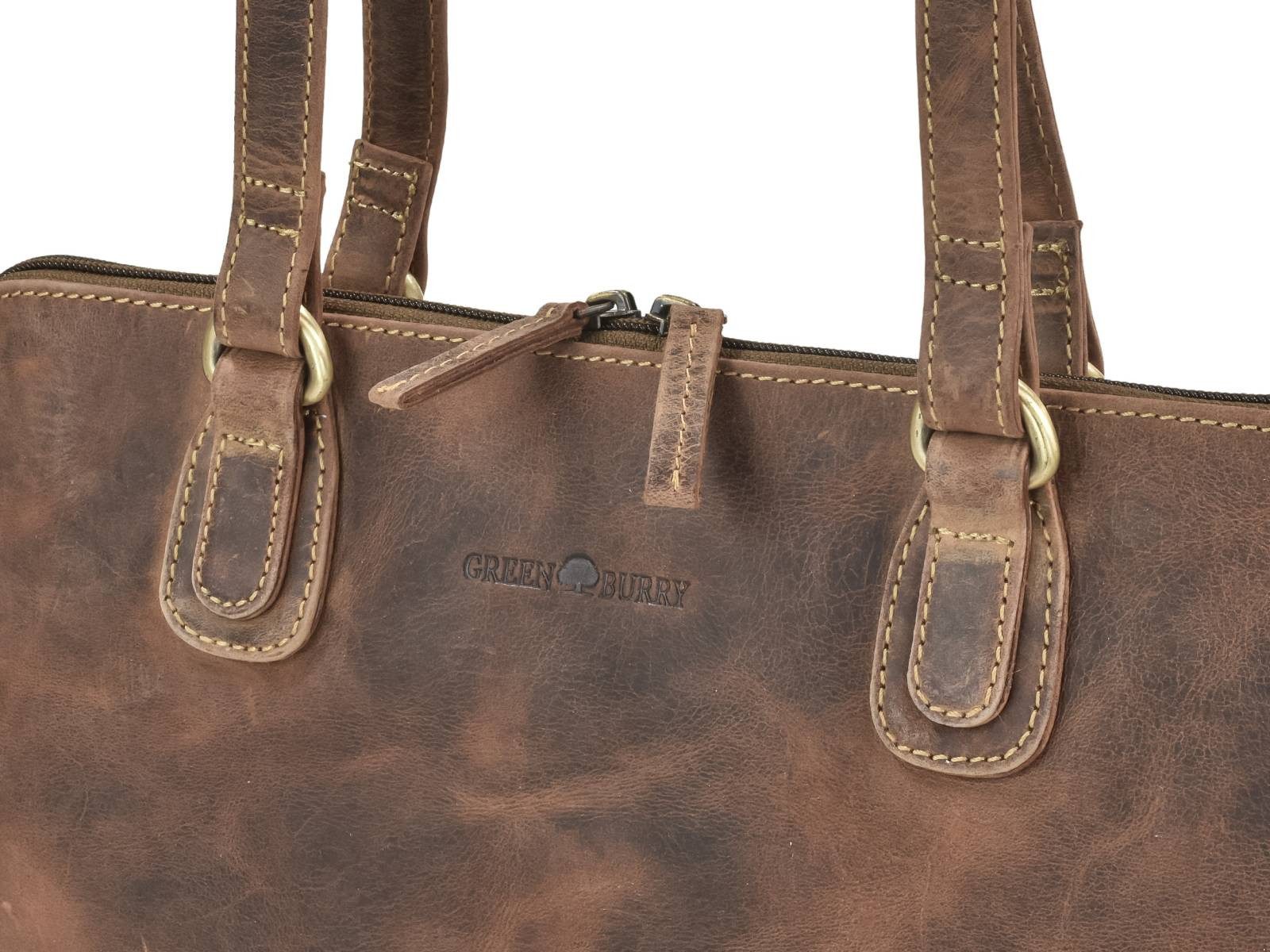 Greenburry Shopper "Vintage" Leder Schultertasche Damen 37x21cm mit 2 Fächern, Leder Shopper von Greenburry – Stilvoll und Funktional für Jeden Tag
