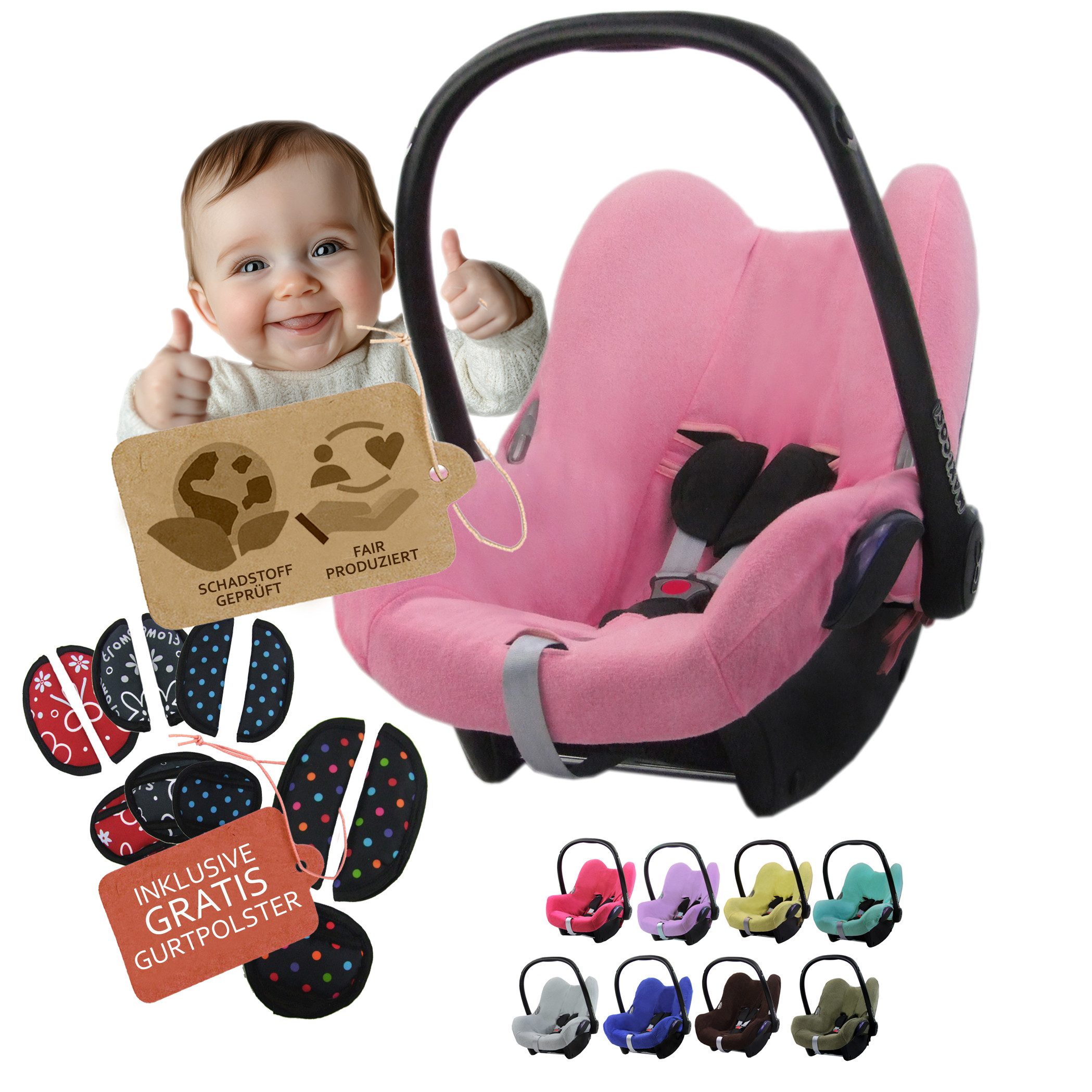 BambiniWelt by Rafael K. Babyschale Sommerbezug Bezug aus Frottee kompatibel mit Maxi Cosi CabrioFix + GP, ab: Geburt, bis: 14 Monate
